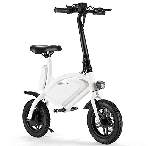 Electric Bike : TX Folding electric bicycle portable mini sized lithium battery moped urban travel use with LCD display, White