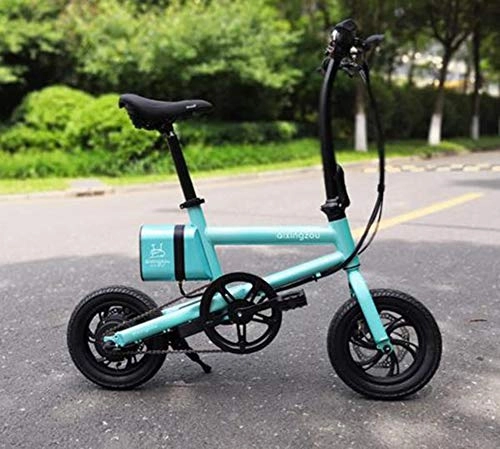 Electric Bike : TX Intelligent electric bicycle 12inch foldable bike 36v 250W motor 6AH lithium battery magnesium wheel, Blue