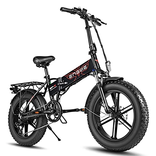 Electric Bike : TXYJ Electric Bike Electric Mountain Bike, 20" Folding E-bike 750W with Removable Lithium-ion Battery 48V 12.8A, Premium Full Suspension and 7 Speed Gear, Black
