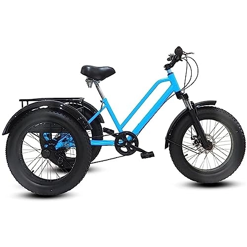 Electric Bike : TYHQY Three-Wheeled Bicycle, Adult 20-Inch Leisure 7-Speed Electric Tricycle for Home Carrying Goods, Daily Riding Shopping Tricycle with Large Rear Basket Tricycle