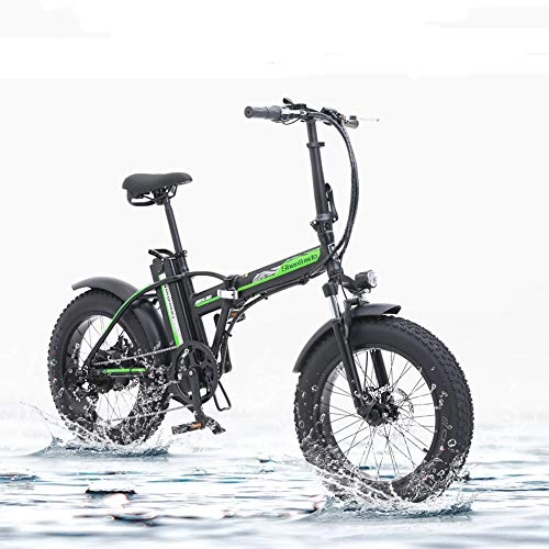 Electric Bike : TypeBuilt Electric Folding Bike Fat Tire 20Inch Electric Bicycle 48V500W Bafang Motor Snow Fat 4.0 Wide Tire 7 Speed Fold Electric Mountain Bike Lithium Battery And Disc Brake, Black