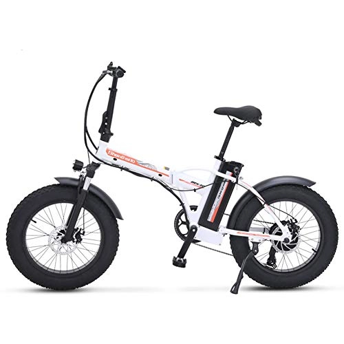 Electric Bike : TypeBuilt Electric Folding Bike Fat Tire 20Inch Electric Bicycle 48V500W Bafang Motor Snow Fat 4.0 Wide Tire 7 Speed Fold Electric Mountain Bike Lithium Battery And Disc Brake, White