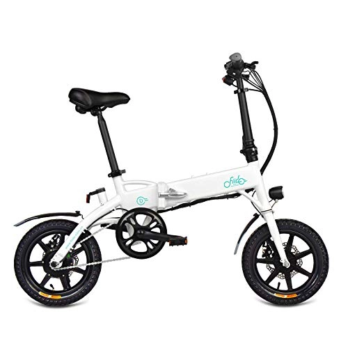 Electric Bike : Ultrey E-bike Folding 14inch Electric Mountain Bike with 36V 250W Large Capacity Lithium-Ion Battery, Premium Full Suspension and Shimano Gear (7.8Ah-White)