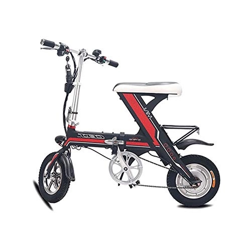 Electric Bike : Unisex Electric Bike, 12 Inch Hybrid Folding E-bike with Super Lightweight Aluminum Alloy Frame, Double Disc Brake for Commuter City, Black