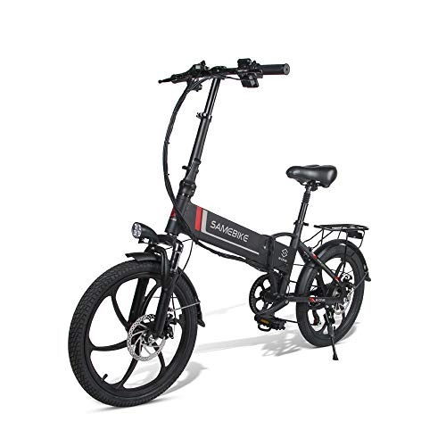 Electric Bike : Upgraded version of 20 inchsamebike 20LVXD30-II Lingying electric folding bike 48V10.4AH350W7S Magnesium Alloy Wheel Smart 5-speed LCD+USB Bracket (Black)