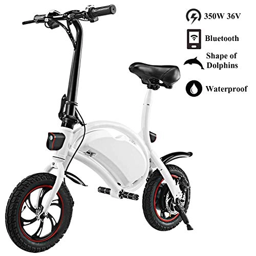 Electric Bike : Urcar Folding Electric Bicycle 350W 36V Waterproof E-Bike with 15 Mile Range, Collapsible Frame, and APP Speed Setting, 12 inch Wheel, Black