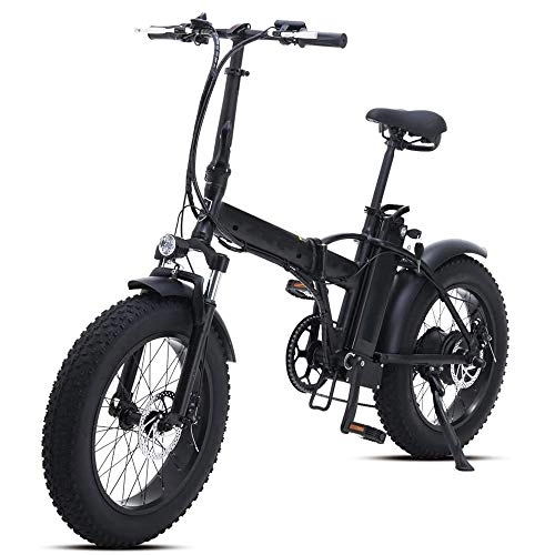 Electric Bike : VBARV Electric Snow Bike，500W 20 Inch Folding Mountain Bike with 48V 15AH Lithium Battery and Disc Brake，Suitable for adult men and women