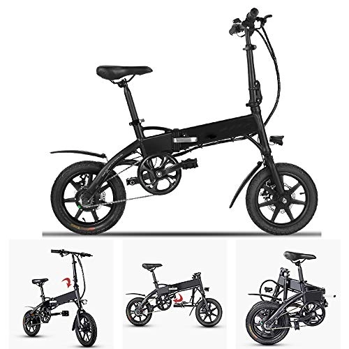 Electric Bike : VBARV Mini electric bicycle, foldable adult small electric car scooter，Lightweight 250W Electric Foldable Pedal Assist E-Bike with LG Battery, Black