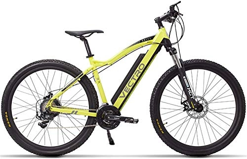 Electric Bike : VECTRO 29 Inch Electric Bicycle, Mountain Bike, Hidden Lithium Battery, 5 Level Pedal Assist, Lockable Suspension Fork (Color : Yellow Standard)
