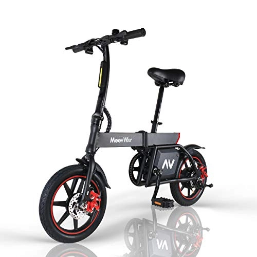 Electric Bike : Veego Electric Bike Foldable, Mileage 13 miles, Max Speed 15mph, 14'' Nylon Pneumatic Tyres, Motor 350W, 36V 6Ah Battery, Seat Adjustable, Cruise Mode