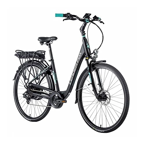 Electric Bike : Velo electrique-vae city leader fox 28'' induktora 2020-2021 mixte moteur roue ar bafang 250w 36v batterie 16a 7v Noir mat