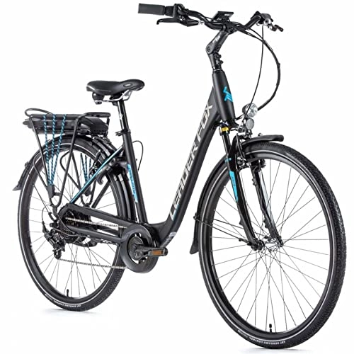 Electric Bike : Velo Electrique-VAE City Leader Fox 28'' Park 2020-2021 Mixte Noir Mat-Bleu 7v Moteur Roue AR bafang 36v 45nm Batterie 13ah (16, 5'' - h43cm - Taille s - pour Adulte de 158cm à 168cm)