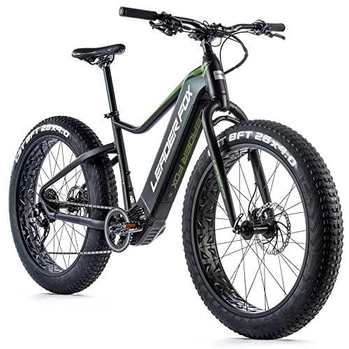 Electric Bike : Velo electrique-vae vtt leader fox 26'' braga 2021 noir mat-vert moteur central bafang m500 36v 95nm batterie 20a 9v (18'' - h46cm - taille m - pour adulte de 168cm 178cm)