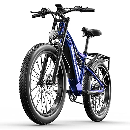 Electric Bike : Vikzche Q New MX03 offroad ebike Full Suspension Electric Mountain Bike Bafang motor L G 48V 15AH