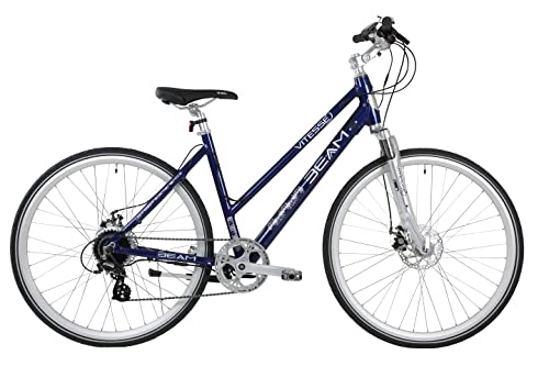 Electric Bike : Vitesse Beam Lightweight Electric Bike for Adults, 50 Miles Range, 8 Speed Gears with 250w Rear Motor for a Smooth Comfortable Ride With Gel Saddle & Info Screen, 19” Frame and 700c Wheels