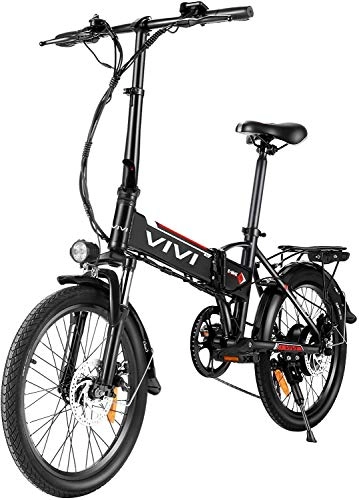Electric Bike : VIVI 250W Folding Electric Bike for Adult, 20 Inch City Ebike with 7 Speed Gears, 36V 8AH Battery, Dual-Disc Brakes Aluminum Alloy Foldable Electric Bicycle for Ladies Men