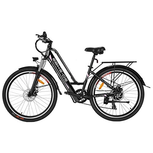 Electric Bike : Vivi 26" Electric Bike, City E-bike Cruiser, 250W Brushless Motor, Removable 36V 8A Battery, Electric Trekking Bike with Back Seat for Touring, One Year Warranty