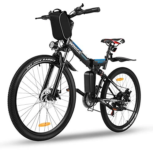 Electric Bike : Vivi 26" Folding Electric Bike for Adults, 21 Speed Electric Mountain Bicycle, with Removable 36V 8Ah Battery, Double Shock Absorption 250W (Black)