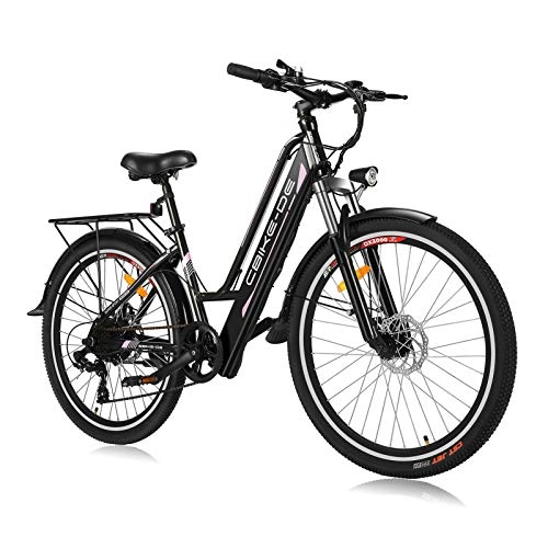 Electric Bike : Vivi E Bike, 250W Brushless Motor Electric Bike, 26", 8Ah 36V Battery, 7-Speeds, Double Disc-Brake (Black)