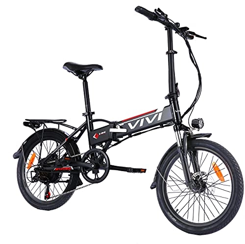 Electric Bike : VIVI Electric Bike, 20 Inch Folding Bikes for Adults / Women / Men, 350W Ebike with 36V 8AH Removable Battery, 7 Speed Aluminum Alloy City Folding Bicycle