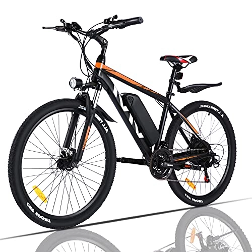 Electric Bike : VIVI Electric Bike, 26 Inch Electric Bikes for Adults Mountain Bike with 350W Motor, 36V / 10.4Ah Removable Battery, 21 Speed Gears, 20MPH Speed (Orange)