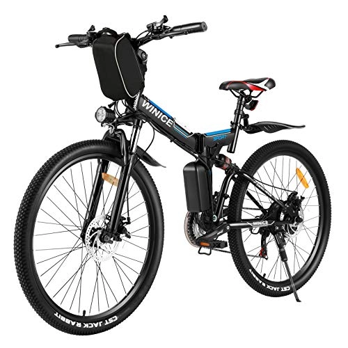 Electric Bike : Vivi Electric Bike Electric Mountain Bike for Adult, 26'' Folding Electric Bike 250W Motor with 36V 8Ah Lithium-Ion Battery, Premium Full Suspension 21 Speed Gear