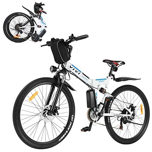 Electric Bike : Vivi Electric Mountain Bike for Adult, 350W Folding E-bike for Men&Women 26 inch Electric Bicycle with Shimano 21 Speed Gears Removable 8AH Lithium-Ion Battery