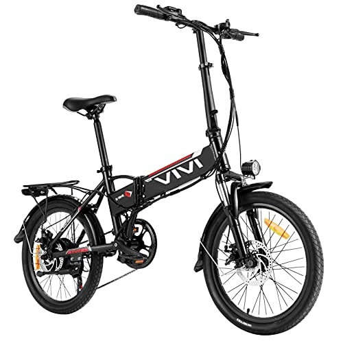 Electric Bike : VIVI Folding Electric Bike Ebike, 20 Inch Electric Bicycle with 36V 8Ah Removable Battery, Ebike with 350W Motor 7 Speed Gears Adult Electric Bicycle (Black)