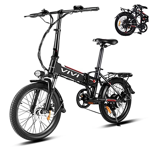 Electric Bike : VIVI Folding Electric Bike for Adult, 20 Inch City Ebike with 7 Speed Gears, 36V Battery, Dual-Disc Brakes Aluminum Alloy Foldable Electric Bicycle for Ladies Men