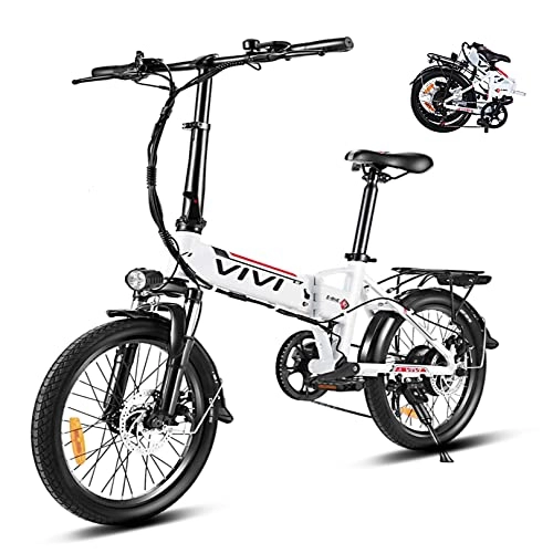 Electric Bike : VIVI Folding Electric Bike for Adults, 20'' Electric Bike City Ebike with SHIMANO 7 Speed, High Speed Motor, 36V Removable Battery, Dual-Disc Brakes Aluminum Alloy Electric Folding Bicycle for Adults