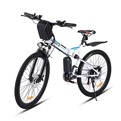 Electric Bike : Vivi Folding Electric Bike For Adults 26" Mountain Bike with 350W Motor, Removable 36V / 8Ah Battery / 21-Speed Gears / 15.6 Mph / Recharge Mileage Up to 25 mile, Adjustable Height