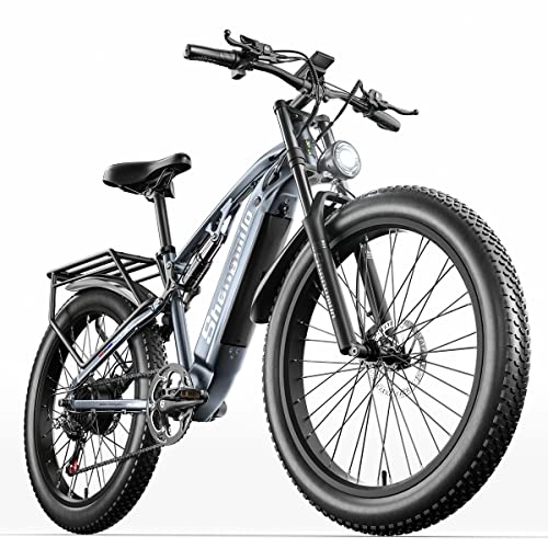 Electric Bike : VLFINA Full suspension Electric Bicycles ，26inch Fat Tire Electric Bike for adult, Mountain Bike, 48V*15Ah removable Lithium Battery, Dual hydraulic disc brakes