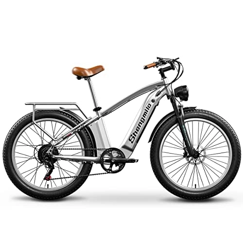Electric Bike : VLFINA Pedal Assist Electric bicycle 26 inch Fat Tire，Double shock absorption Electric mountain bike，48V15Ah Removable battery for adult Vintage ebike (MX-04)