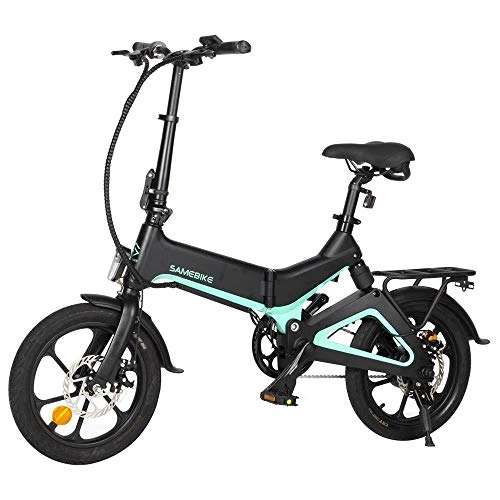 Electric Bike : VOLUEX Samebike Folding Electric Bike Smart Moped Bike with 250W Motor 25km / h 16 Inch Wheel Bicycle for Adult and Teenager (Black)