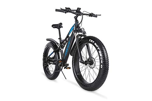 Electric Bike : VOZCVOX Electric Bike 1000W Ebike Mountain Bike With 26" Fat Tire, 48V 17AH Removable Lito-Battery, LCD Waterproof Display, Full Suspension, Shimano 7 Speed