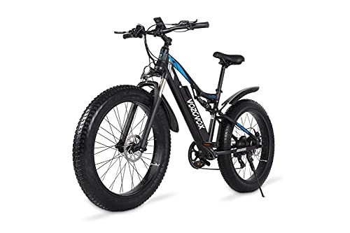 Electric Bike : VOZCVOX Electric Bike 26IN Mountain Bike Ebike for Adult Men with 17Ah Battery, Dual Suspension, Hydraulic Brake, Fat Tires