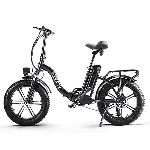 Electric Bike : VOZCVOX Electric Bike E bicycle Ladies Electric Folding Bike Ebikes for Adults 20"*4.0" Fat Tire, 48V20AH Detachable Battery, 8 Speed Gears, 3 Riding Modes, Hydraulic Brakes