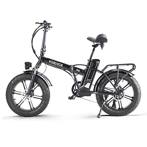 Electric Bike : VOZCVOX Electric Bikes for Adults 20“ Ebikes for Men Electric Foldling Bikes with 8 Speed Gears, 48V / 20AH Detachable Battery, Rear Rack, Hydraulic Brakes