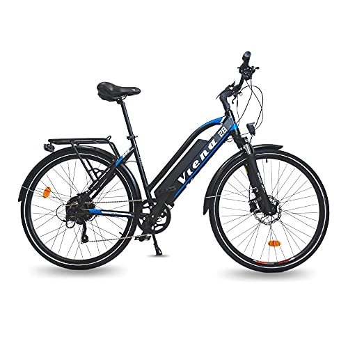 Electric Bike : Vélo VTC Electric Mod. Viena urbanbiker 768 WH (48 V 16 Ah Lithium Ion Battery) (Yellow / Blue), 26 " / 28" Size 45 / 48 Shimano Altus Derailleur 7 Speeds., blue, 28