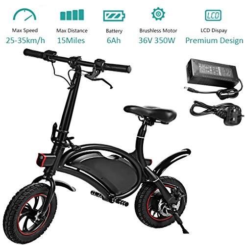 Electric Bike : W.KING 350W Folding Electric Bicycle with 15Mile Range Collapsible Lightweight Aluminum E-Bike Built-in 36V 6AH Lithium-Ion Battery, APP Speed Setting and Handlebar Display