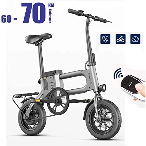 Electric Bike : W.KING Folding Bike Electric Adults, 60-70Km Mileage, 36V / 8.7AH, 12Inch, City Bicycle Max Speed 30Km / H, Disc Brakes And Easy To Store in Caravan