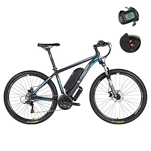 Electric Bike : W&TT Electric Mountain Bike 26 / 27.5 / 29Inch Shock Absorber Off-road Bicycle 36V / 48V 24 Speeds E-bike with LCD 5-speed Smart Meter and Dual Disc Brakes, Blue, 36V26Inch