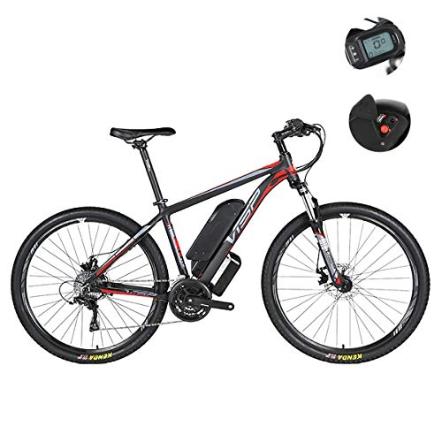 Electric Bike : W&TT Electric Mountain Bike 26 / 27.5 / 29Inch Shock Absorber Off-road Bicycle 36V / 48V 24 Speeds E-bike with LCD 5-speed Smart Meter and Dual Disc Brakes, Red, 48V29Inch