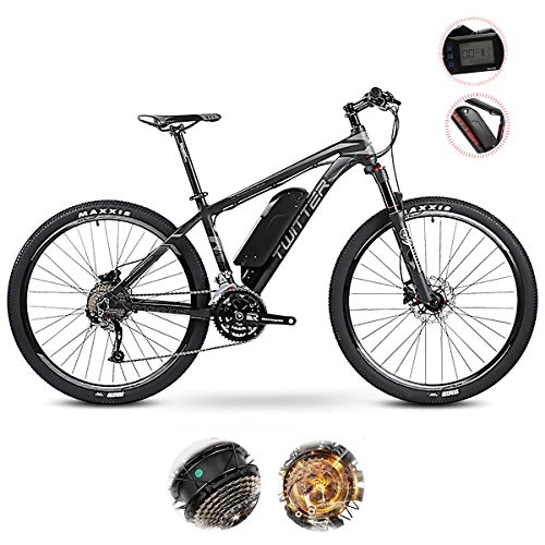 Electric Bike : W&TT Electric Mountain Bike 36V 10.4Ah 27 Speeds E-bike with USB Charging Interface and LCD 5-speed Smart Meter, IP65 Waterproof Dual Disc Brakes Off-road Bicycle 26 / 27.5Inch, Gray, 26Inch