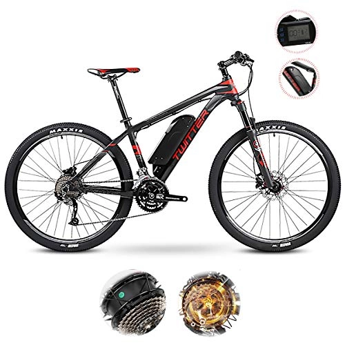 Electric Bike : W&TT Electric Mountain Bike 36V 10.4Ah 27 Speeds E-bike with USB Charging Interface and LCD 5-speed Smart Meter, IP65 Waterproof Dual Disc Brakes Off-road Bicycle 26 / 27.5Inch, Red, 26Inch