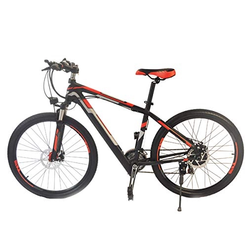 Electric Bike : W&TT Electric Mountain Bike 36V 250W 21 Speeds Folding E-bike Citybike with LCD 5-speed Smart Meter, 26 inch Commuter Bicycle with Dual Disc Brakes and Shock Absorber Fork, Red