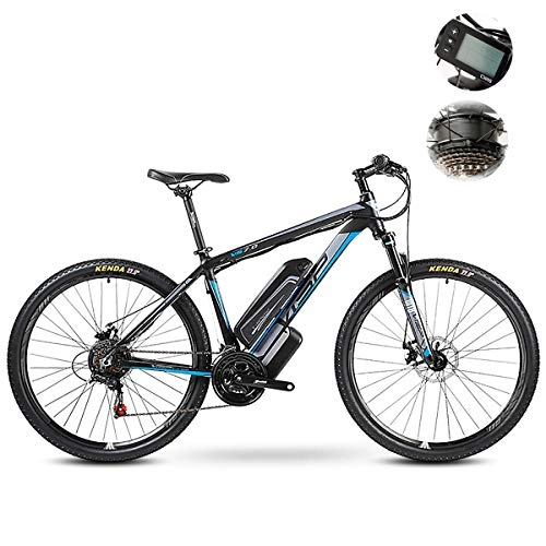 Electric Bike : W&TT Electric Mountain Bike 48V 10Ah E-bike Bike with ZBL-18650 Power Lithium Battery 27 Speeds Dual Disc Brakes Off-road Bicycle 26 / 27.5Inch with LCD 5-speed Smart Meter, Blue, 26inch