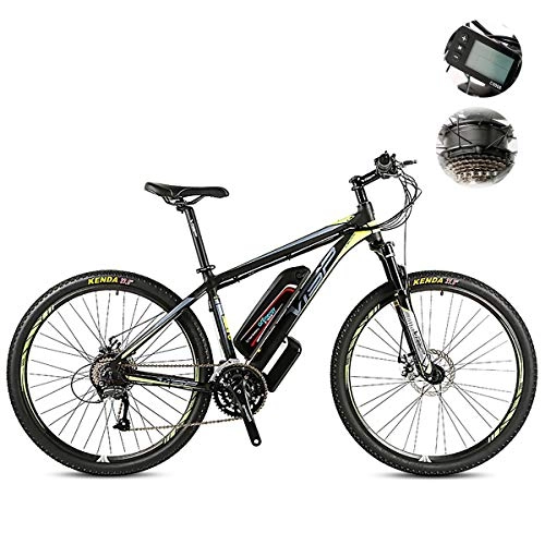 Electric Bike : W&TT Electric Mountain Bike 48V 10Ah E-bike Bike with ZBL-18650 Power Lithium Battery 27 Speeds Dual Disc Brakes Off-road Bicycle 26 / 27.5Inch with LCD 5-speed Smart Meter, Yellow, 26inch