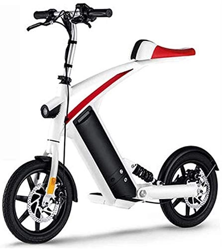 Electric Bike : WANGCAI Adult Two-Wheel Mini Pedal Electric Car Easy Folding And Carry Design with LCD Data Display USB Charging Port OutdoorElectric Bike, (Color : White)