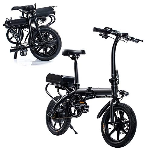 Electric Bike : WANZIJING HybridElectric Bikes for Adults, Black 36V High-Speed Motor Folding E Bike with Pedals Power Assist for Unisex Adult Youth, 20AH